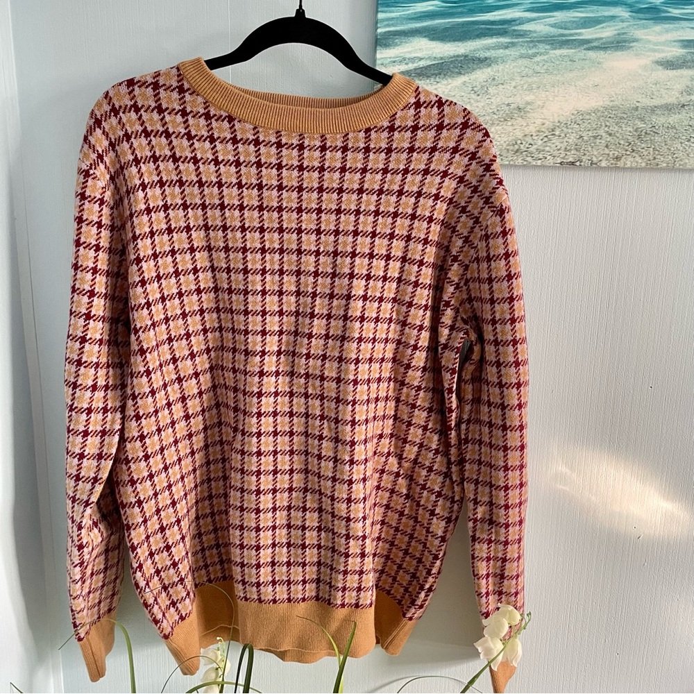 Shein Mens Houndstooth & Plaid Pattern Sweater Size Medium